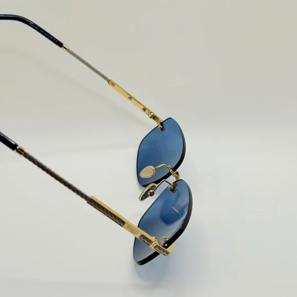 FRED FG40049U 30V Shiny Gold/Blue Sunglasses 60-14-145 NEW (Replacement Box) - Picture 2 of 16